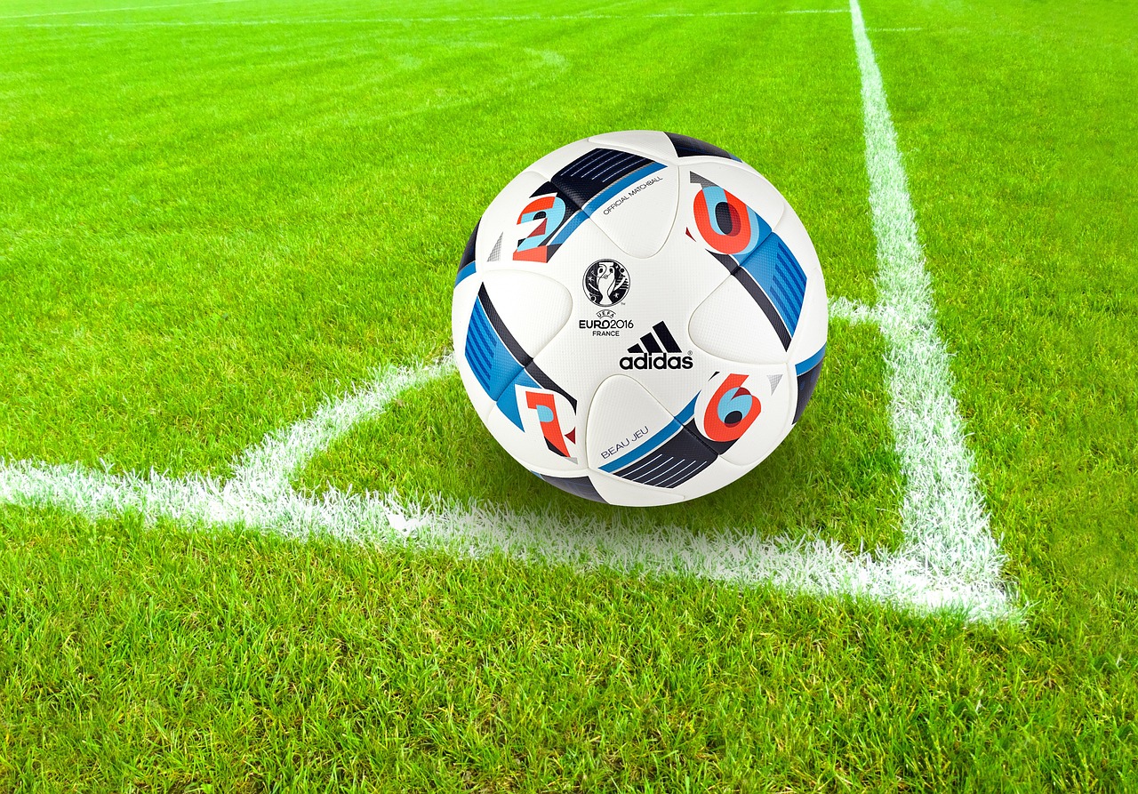 football, ball, sport, grass, field, soccer field, football field, soccer, soccer ball, ball sport, nature, ball game, play, playing field, corner, eckpunkt, adidas